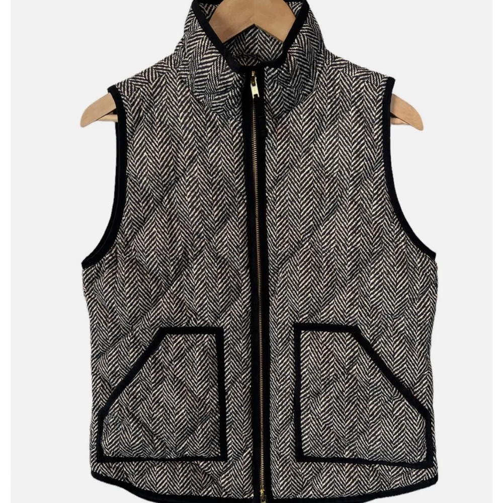 J Crew Herringbone Down Puffer Vest